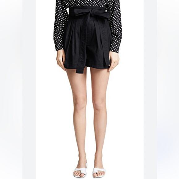 Marc Jacobs High Waisted Black Shorts 10 Bow Tie Belt Relaxed Fit - Picture 1 of 9